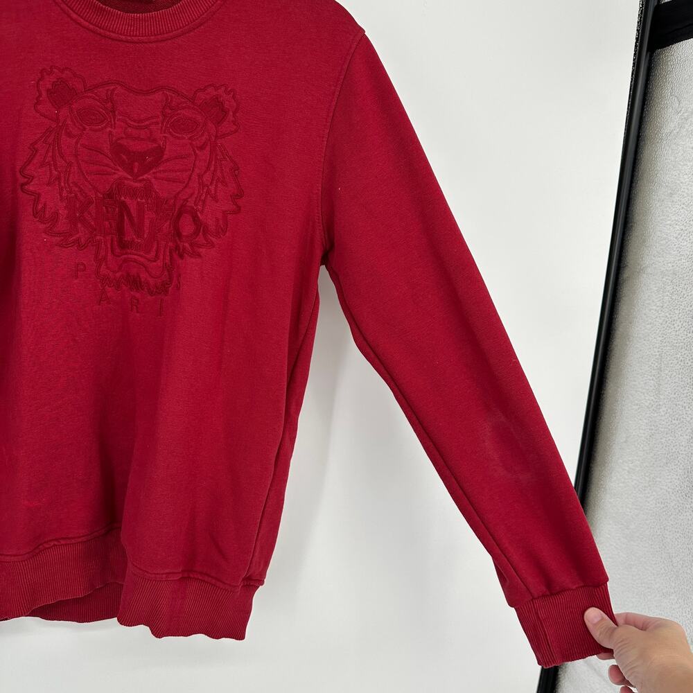 Kenzo Iconic Embroidered Long Sleeve Crewneck Pullover Red Sweater Womens Large - Picture 3 of 9